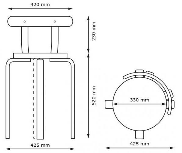 FIX Taburet stol m/ryg og laminat - Billede 5