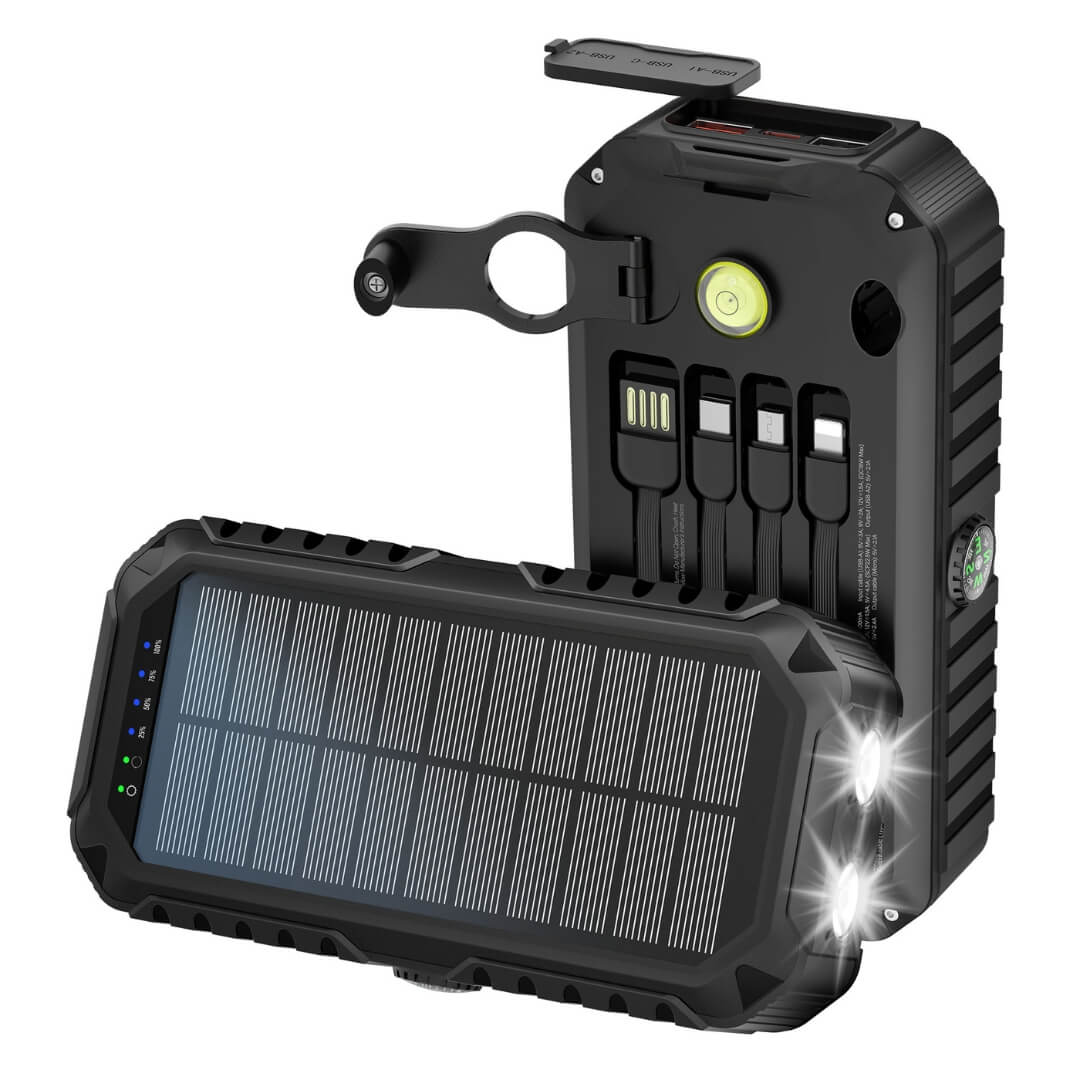 Powerbank – 20.000 mAh – Håndsving – Solcelle - Billede 2