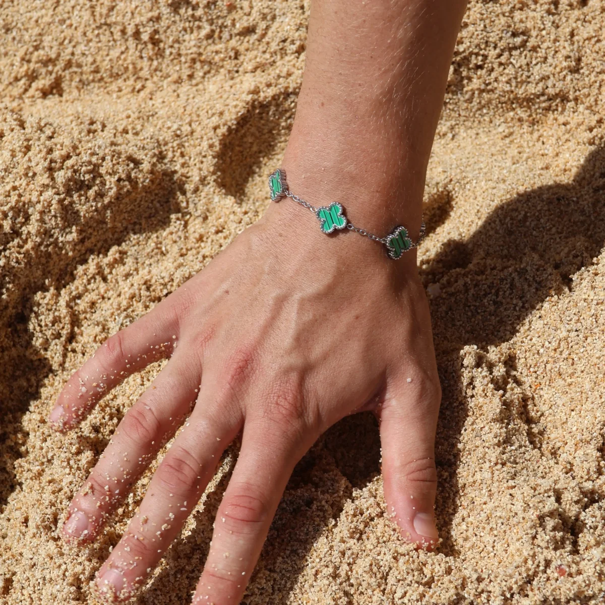 CLOVE BRACELET SILVER GREEN - Billede 3