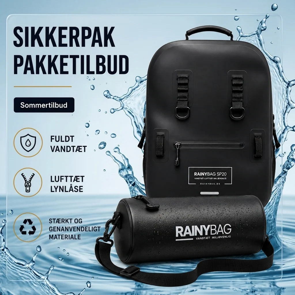 Sikkerpak Pakke – Vandtæt Rygsæk 22L + Håndtaske 2L | Komplet Vandtæt Sæt